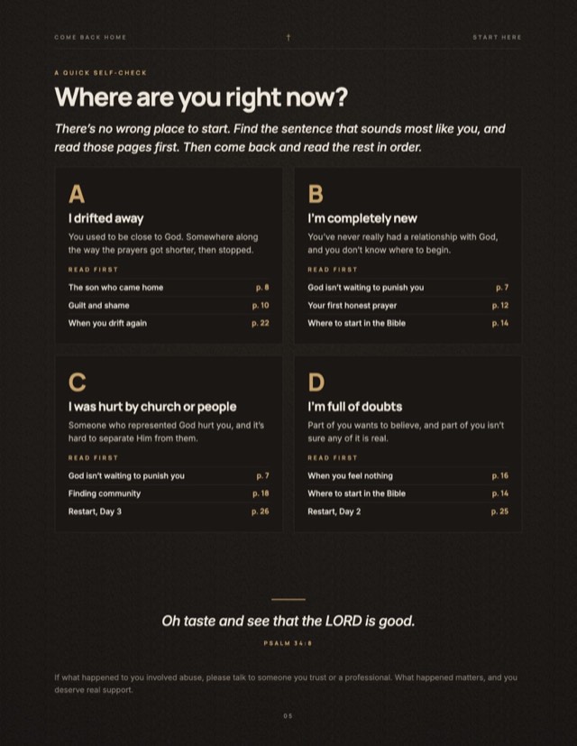 Page: Where are you right now? with four paths