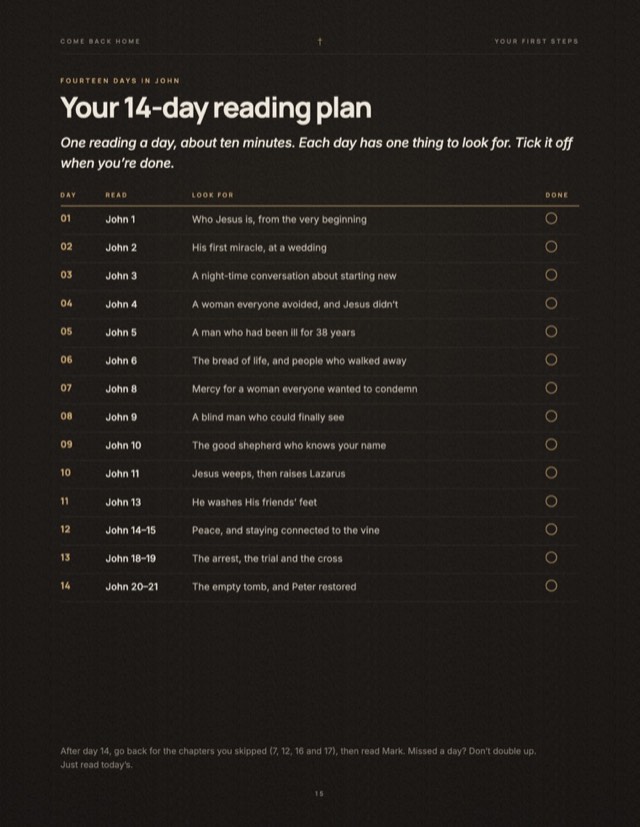 Page: 14-day reading plan