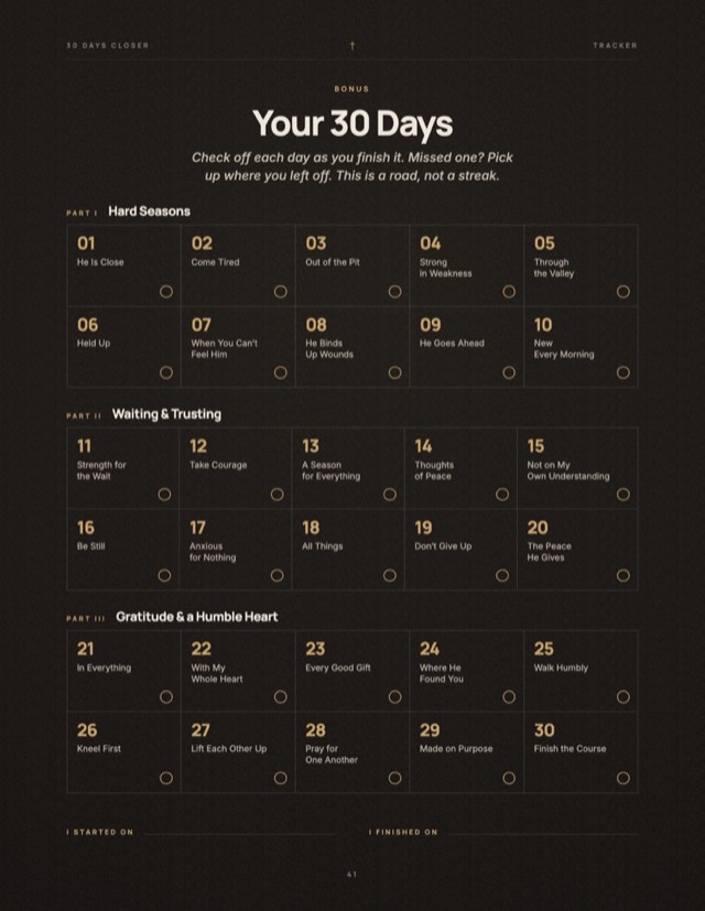 30-day tracker page